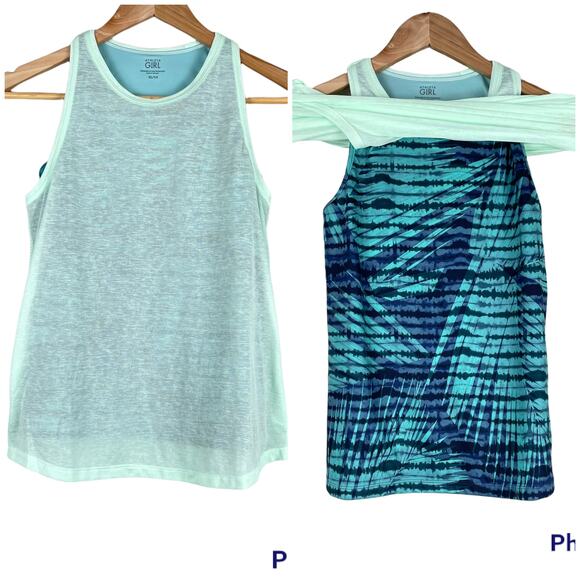 Athleta Girl Tie Breaker Tank Top Size XL 2 In 1 Layered Tank 531270 Breathable - Picture 3 of 11